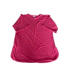 VTG! “At HomeWear” Hot Pink Terry Cloth Mesh V-Inset Top 2XL Loungewear RARE!!