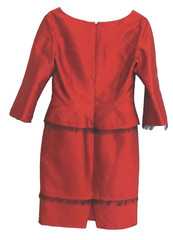 LILY SAMII Couture Red Silk Dress Sz 4 6 Small
