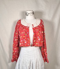 Vintage 60s 70s Denise Are Here School Teacher Button Top Flowy Cardigan