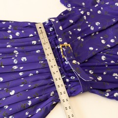 Vintage Leslie Fay Size 10 P Purple Floral Midi Tea Day Dress Belted Derby 80s