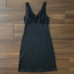 Vintage 1960s/70s Bari Black Lace Slip Dress Vintage Size34/Size Small