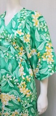 Vintage HILO HATTIE Green Floral Hawaiian Kaftan Maxi DRESS – Size S/M – EUC