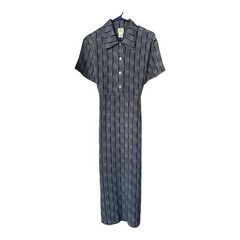 Vintage Silk Norm Thompson collared Button Front Midi Dress Minimalist Size 14