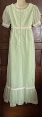 60s 70s Mint Green Dotted Swiss Empire Waist Maxi Dress