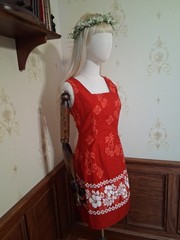 Vintage 1980s Royal Creations Hawaii Cotton Red Hibiscus Tiki Aloha Sundress