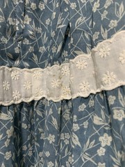 Handmade 1970s Women XS Blue Prairie 2 Piece Set Lace Trim Bohemian Vintage