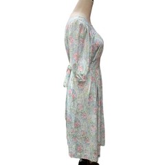 Vintage Toni Todd Floral Midi Dress | Cottagecore Feminine Pastel Puff Sleeve