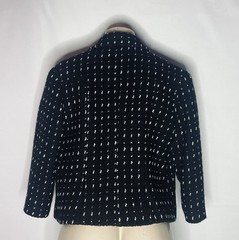 VINTAGE HARVE BERNARD BOILED WOOL CROPPED BLACK WHITE PRINT JACKET SZ 10