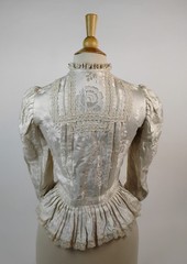 Antique Victorian Bodice – Ivory Silk Brocade with Floral Jacquard & Lace Trim