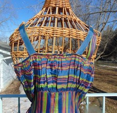 VTG 40s Silk Taffeta Chevron Striped Long Dress & Alencon Lace Bolero XS