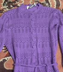 Vintage 70’s Miss Joann California Knit Crochet Dress Violet 10 NEW WITH TAGS