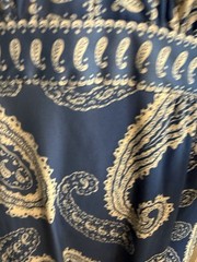 Vintage 70s Hal Ferman Maxi Dress M Blue Paisley Hostess Hippie Union Label