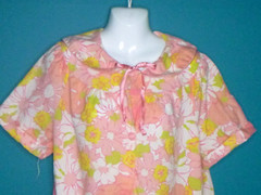 Vtg Charm Cotton Rayon Button Front Robe Flower Power Pink Yellow Sz 38 XL *TLC*