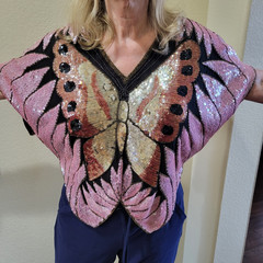 Vintage Women’s Swee Lo Sequined Butterfly Top – 70s Disc Era Design