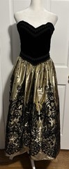 Jessica McClintock Vintage black velvet and gold two-piece dress with a bolero.