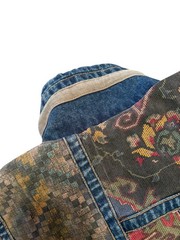 Vintage new york girl patchwork denim jacket – size medium