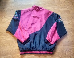 Vtg 90s BOCOO Windbreaker Jacket Abstract Colorblock Pink Navy Retro Vaporwave M