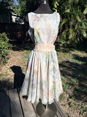 Vintage 80s Does 50s Lanz Originals Chiffon Floral Dress