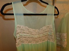 VTG TOSCA LINGERIE OF CALIFORNIA PEIGNOIR SHEER CHIFFON NIGHTGOWN & ROBE LACE M