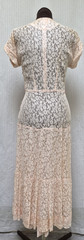 BEAUTIFUL Vintage 1930/40s La Rose Peachy Pink Sheer Lace Dress – Size XS