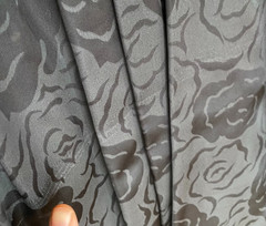 Vintage 80 Black Short Sleeve Dress Bow Puff Rose Print Prom Midi Size 10-12