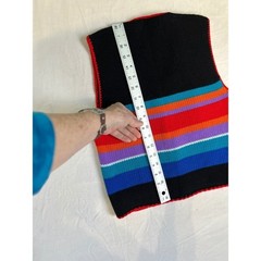 Vintage Baar & Beards Rainbow Striped Scottie Dog Heart Knit Sweater Vest Large