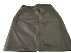 VTG HANDMADE Black Skirt 100% Genuine Leather Back Zipper Vent Made in Argentina