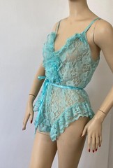 Vintage Victoria’s Secret CROWN Label 80s Lace Lingerie Bodysuit Teddy S-M USA