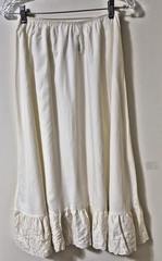 Vintage 70s You Babes White Cotton Skirt / Slip With Eyelet Ruffle size L
