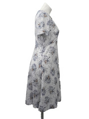 Vintage 1970s Handmade Floral Dress Lightweight Polyester Zip-Up Boho Retro