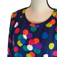 Vintage Ms Chaus Colorful Polka Dot Ruffle Hem Dress Mod Retro Size 6 NWT