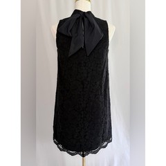 NWT Vineyard Vines XS Black Lace Swing Dress High Neck Bow Preppy Dark Coquette