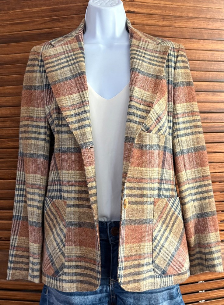 Vintage TWCC Plaid Wool Blazer – Size 9/10