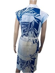 VTG Andrade Hawaiian Blue Floral Leaf Dress Tropical Resort Wear Sz 6 Honolulu