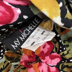 Vintage 90s My Michelle Mini Skirt Sz 11 Bow Accent Tropical Floral & Polka Dot