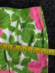 Vtg Made in Hawaii Hawaiian Bright Green Pink Flowers 2pc Set Playsuit 70s L/XL