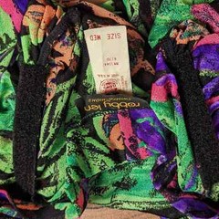 Vintage 80s 90s Bright Floral Beach Coverup Medium w/ Pockets ILGWU Union Made