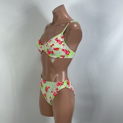 Vintage 90s 80s Floral Rose Bikini Swimsuit Sexy 7/8 Underwire High Cut NWOT USA