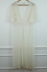 Vintage Val Mode Peignoir Set Sheer Nylon Lace Medium Coquette Bridal Romantic