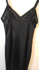 Vintage Lorraine Full Slip Lace-Trimmed Black Nylon Size Tall 32 Made in USA