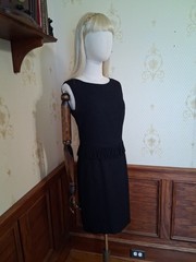 Vintage 1950s/1960s Mid-century Little Black Fringed Wiggle Cocktail Dress