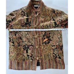 White Stag Tapestry Jacket Medium Paisley Frog Closure Boho Mandarin Collar Vtg