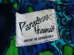 Vintage Paradise Hawaii Women’s Hawaiian Dress S/M Blue Green Purple Mod Paisley