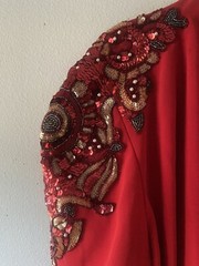 D”ore By Della Roufogali Womens Beaded Sequin Red Cardigan Sz 12 Open Front