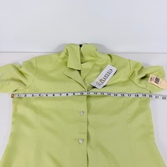 Alexandria VTG 100% Silk Lime Green Button Up Blouse Size 4 Deadstock NWT