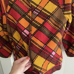 R&K Originals VTG 60s 2 Piece Mock Neck Darted Skirt Set Mod Print Bow Detail