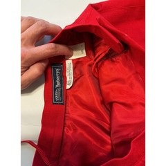 Burberrys Vintage Red Wool Skirt Suit Double Breasted Blazer Pleated Skirt Sz 6