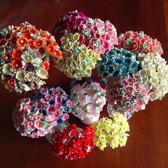 Vintage Millinery Flower Forget Me Not Peachy Pink Cluster for Hat + Hair PC1