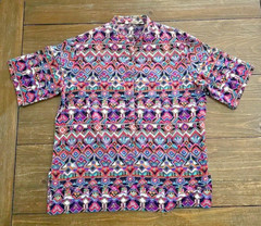 Jaeger Cotton Abstract Multicolor Button Blouse No Size Tag Great Britain Vtg