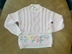 Beldoch Popper Vintage 90’s Cottage-Core Pink Knit Floral Sweater Size Large